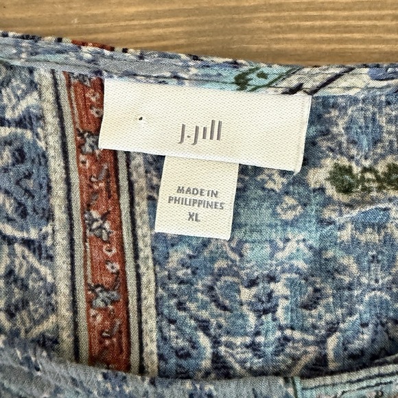 J. Jill Womens XL Multicolor Rayon 3/4 Sleeve Tunic Blouse Top - Picture 4 of 7